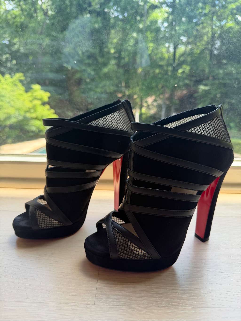 Christian Louboutin | Commandanta Suede/Mesh Peep-Toe